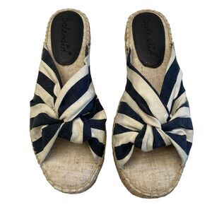 SPLENDID Albany Blue and White Striped Platform Espadrille Sandals Size 7 1/2